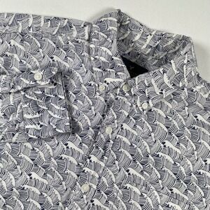 American Eagle Outfitters Mens AOP Wave Print Button Down Shirt Medium‎